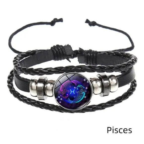 Pisces (February 19 - March 20) Abundance Leather Bracelet - Picture 1 of 1